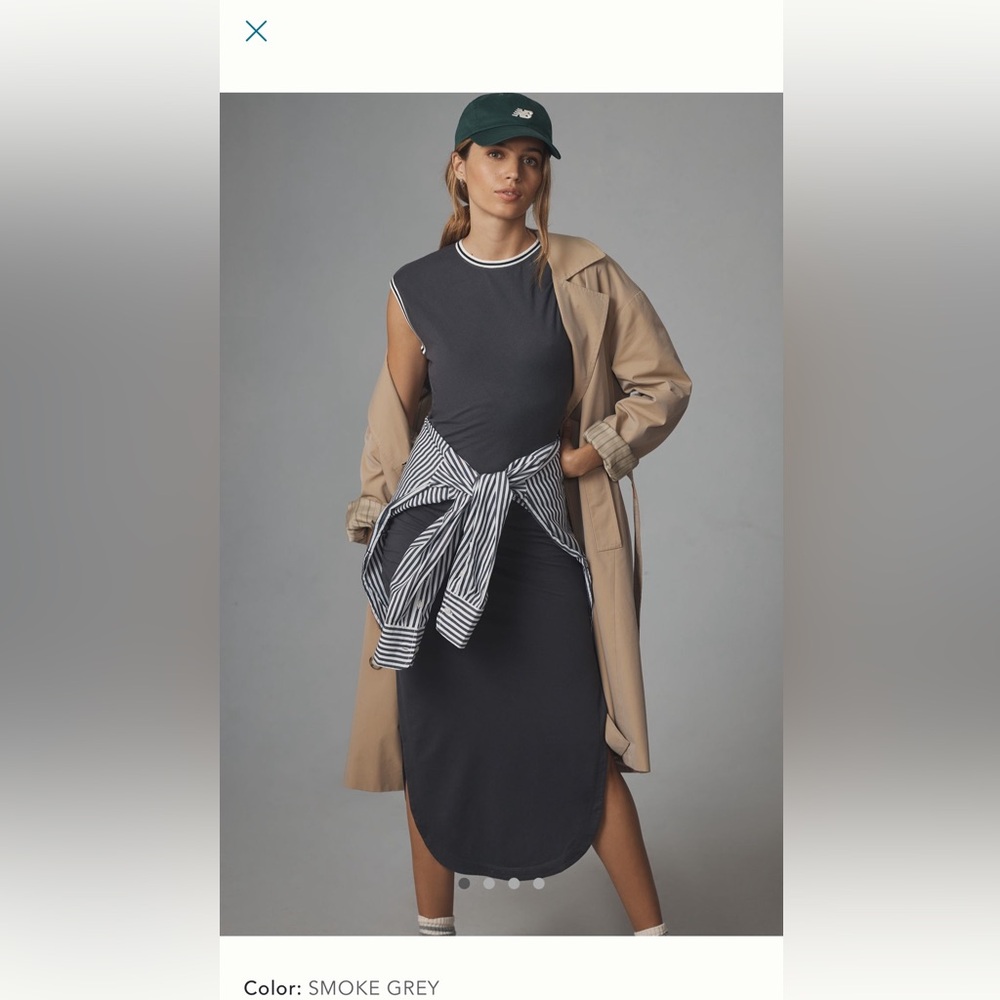 Anthropologie Daily Practice Stripe Trim Midi Dress